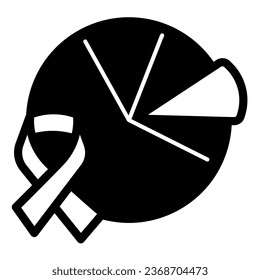 Statistics of cancer diseases solid icon, World cancer day concept, risk of cancer sign on white background, Chart and tape icon in glyph style for mobile and web design. Vector graphics