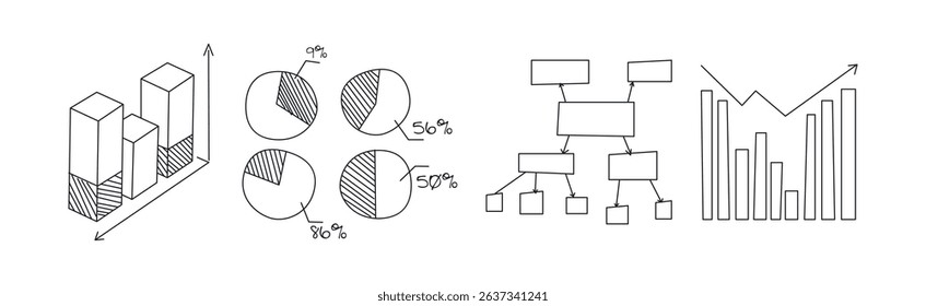 Statistics Chart and Graph Line Icon Vector Set