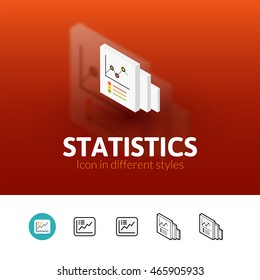Statistics color icon, vector symbol in flat, outline and isometric style isolated on blur background