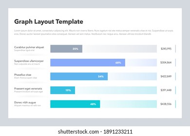 Statistics column horizontal graph layout template with place for your content. Flat design, easy to use for your website or presentation.