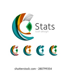 Statistics company logos et. Vector illustration. Economy business icon made of overlapping shapes