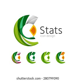 Estatísticas logotipos de empresas et. Ilustração vetorial. Ícone de negócio de economia feito de formas sobrepostas