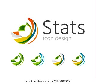 Estatísticas logotipos de empresas et. Ilustração vetorial. Ícone de negócio de economia feito de formas sobrepostas