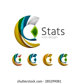 Statistics company logos et. Vector illustration. Economy business icon made of overlapping shapes