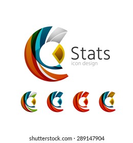 Statistics company logos et. Vector illustration. Economy business icon made of overlapping shapes
