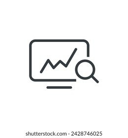 Icono de análisis gráfico de computadora de estadísticas, ilustración vectorial