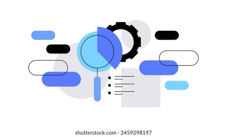 Statistics and data analysis. Abstract web banner, flat illustration. Vector file.