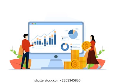 statistics and data analysis concept, business analysis, business financial investment with business team working on monitor chart dashboard, planning, web report dashboard, finance investment.
