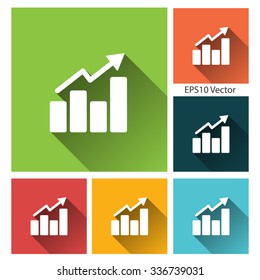 Statistics, data analysis icon - long shadow flat training icon set