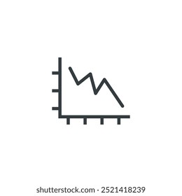Estatísticas diminuir gráfico ícone queda, ilustração vetorial