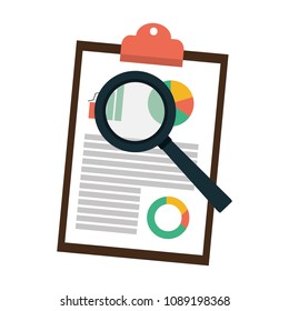 statistics diagram document with magnifying glass