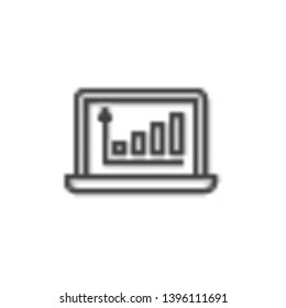 Statistics diagram on laptop screen line icon. linear style sign for mobile concept and web design. Laptop with business graph outline vector icon. Symbol, logo illustration. Pixel perfect vector 
