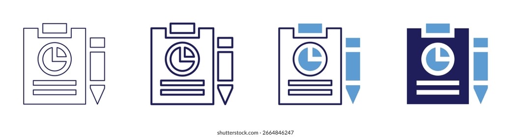 Statistikdiskussionssymbol in 4 verschiedenen Stilen. Dünne Linie, Linie, Fette Linie, Duotone. Duotone-Stil. Bearbeitbarer Strich.