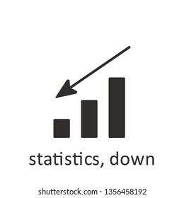 Statistics, down, icon, black. Element mobile concept and web apps illustration. Thin line icon for website design and development, app development. Vector icon