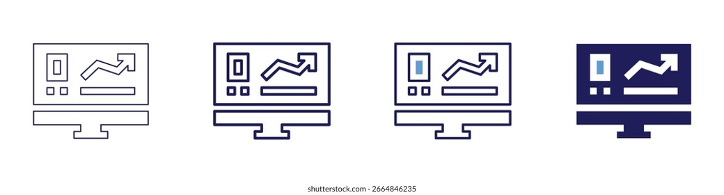 Statistics exam icon in 4 different styles. Thin Line, Line, Bold Line, Duotone. Duotone style. Editable stroke.