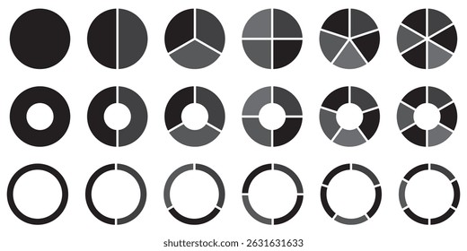 estatística, finanças, gráfico, estratégia, etapa, informações, progresso, trabalho em equipe, marketing, layout, diagrama, estrutura, ícones, separados, banner, negócios, folheto. Conjunto de ícones do gráfico de pizza.