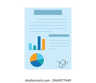 Statistics financial management report concept vector. Analyzing data, account, charts, diagrams. Illustration can use for infographics, poster, web banner. Illustration isolated on white background.