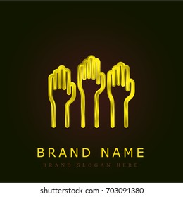 Statistics golden metallic logo