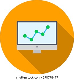 Statistics, graph, computer, device icon vector image. Can also be used for seo, digital marketing, technology. Suitable for use on web apps, mobile apps and print media.