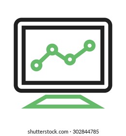 Statistics, graph, computer, device icon vector image. Can also be used for seo, digital marketing, technology. Suitable for use on web apps, mobile apps and print media.