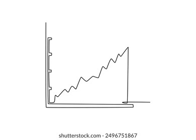 Statistics graph concept. Single line draw design vector graphic illustration.