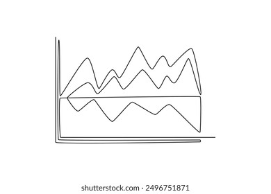 Statistics graph concept. Single line draw design vector graphic illustration.