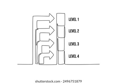Statistics graph concept. Single line draw design vector graphic illustration.