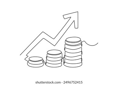 Statistics graph concept. Single line draw design vector graphic illustration.