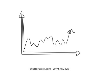 Statistics graph concept. Single line draw design vector graphic illustration.