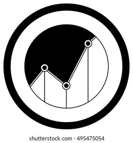 Statistics graph icon black white style. Statistics icon, infographics data, chart and graphic, analytics and static. Vector illustration