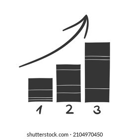Statistics Graph Icon Silhouette Illustration. Diagram Business Progress Vector Graphic Pictogram Symbol Clip Art. Doodle Sketch Black Sign.