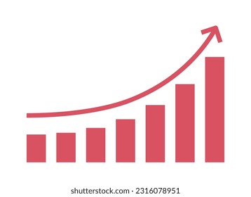 Statistics graph moving up growth semi flat color vector element. Bar chart increase. Profit success. Editable clip art icon on white. Simple cartoon style spot illustration for web graphic design