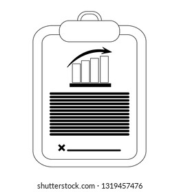statistics graph on clipboard black and white