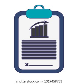 statistics graph on clipboard blue lines
