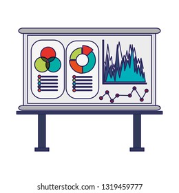 statistics graph on whiteboard blue lines