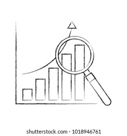 statistics graphic with magnifying glass