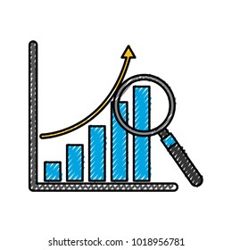 statistics graphic with magnifying glass