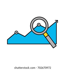 statistics graphic with magnifying glass