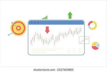 Concepto de gráficos estadísticos. ilustración de análisis de mercado de valores. gráficos y diagramas de datos, introducción financiera de negocios. imagen gráfica. alta calidad. ilustración diseño de Vector gráfico