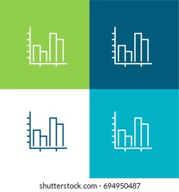 Statistics green and blue material color minimal icon or logo design