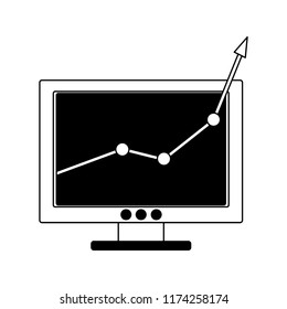 Statistics growing on computer in black and white
