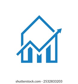 Statistics Growth Arrow Progress Financial Success Chart for Simple Home Logo Design