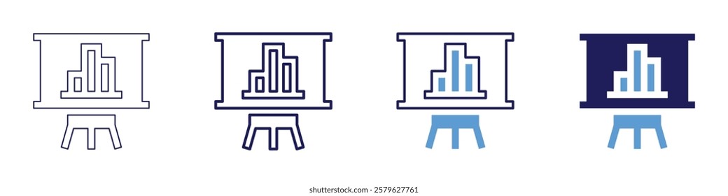 Statistics icon in 4 different styles. Thin Line, Line, Bold Line, Duotone. Duotone style. Editable stroke.