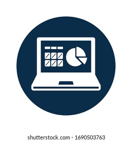 Icono de estadísticas, Analítica, gráficos, diagrama, informe, versión azul profundo