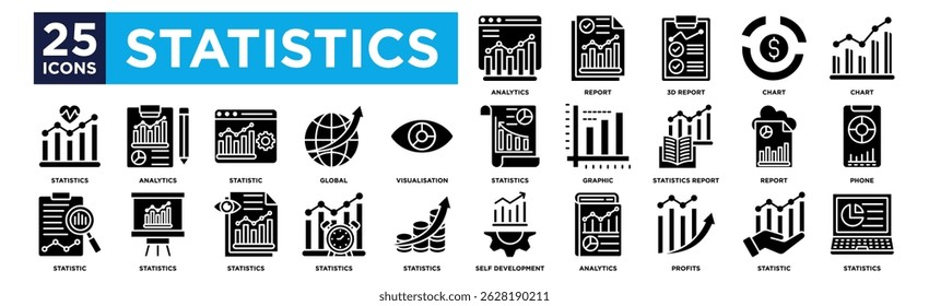 statistics icon collection set. Containing design Analytics ,Report ,3d Report ,Chart ,Chart