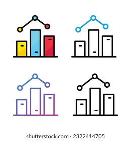 Statistics icon design in four variation color