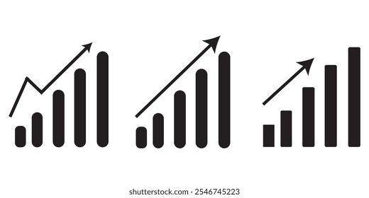 Diseño de icono de estadísticas aislado en Botón redondo negro plano Icono de estadísticas aislado, símbolo de gráfico de infografía. diseño eps 10