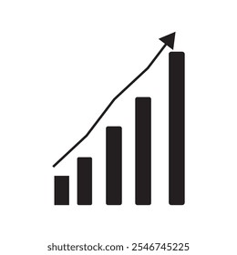 Diseño de icono de estadísticas aislado en Botón redondo negro plano Icono de estadísticas aislado, símbolo de gráfico de infografía. diseño eps 10