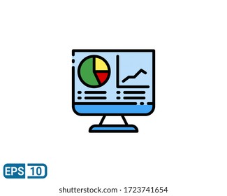statistics icon in filled line style isolated on white background. illustration for graphic designer, website, UI. EPS 10