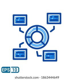 statistics icon in filled line style isolated on white background. EPS 10